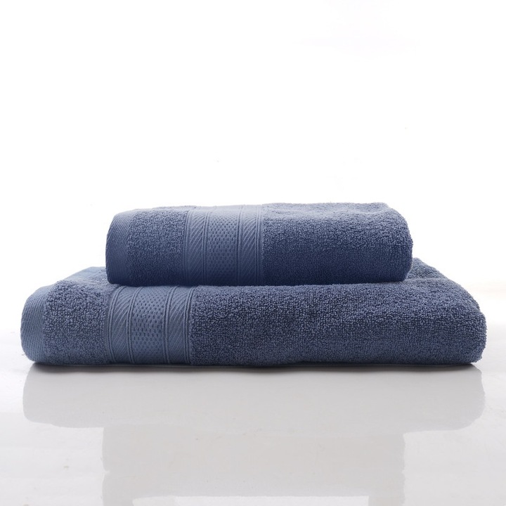 Set prosoape de baie, Nonsuch, 100% bumbac, 2 articole,50x100cm,70x140cm, albastru inchis