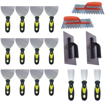 Pachet - 12 x Spaclu cu maner din lemn, 12.5cm + 2 x Gletiera zimtata din metal + 2 x Gletiera dreapta + 3 x Spaclu cu maner din plastic, 5cm Pachet - 12 x Spaclu cu maner din lemn, 12.5cm + 2 x Gletiera zimtata din metal + 2 x Gletiera dreapta + 3 x Spaclu cu maner din plastic, 5cm