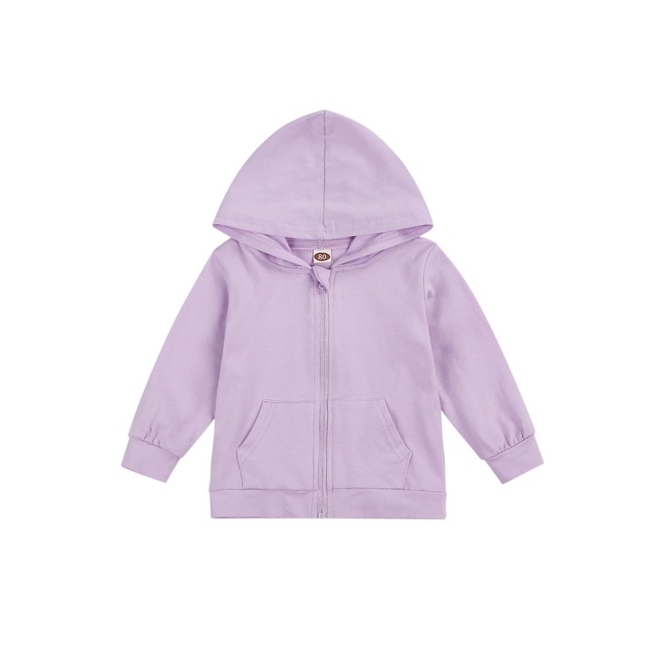 Gyermek sport pulóver, pamut, hosszú ujjú, kenguru zseb, lila