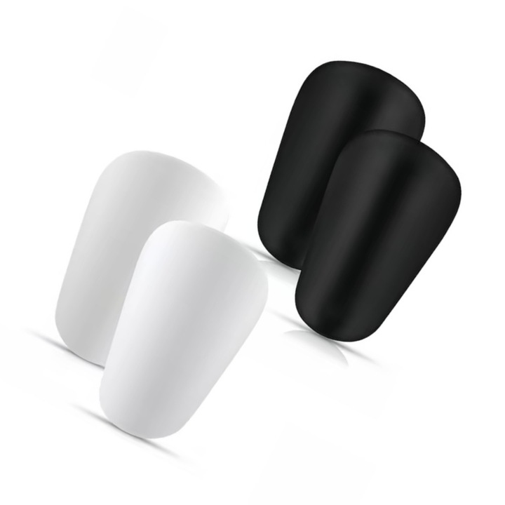 Set 2 perechi aparatori mini pentru fotbal, 6x9.5cm, usoare si confortabile, Plastic, EVA, Anti frecare, rezistenta la impact, usoara si confortabila, utilizata pe scara larga, alb si negru