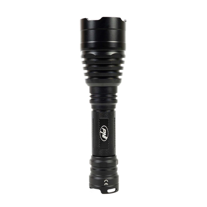 Фенер PNI Adventure FBW58 с LED, бяла светлина, разстояние 650 м, 1000 lm, 18650 3000 mAh батерия и зарядно са включени, черен