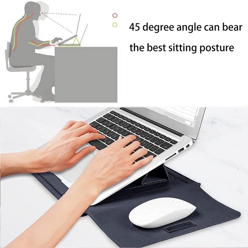 Husa pentru laptop, 13 inch, piele, cu suport, pentru MacBook Air M2 A2681 M1 A2337