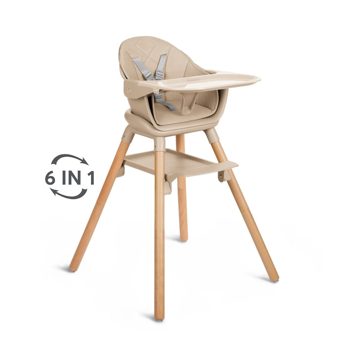 Стол за хранене KikkaBoo, Woody 6in1, Beige