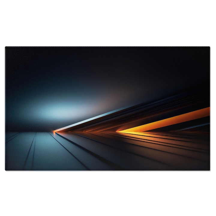 Tablou Canvas: Negru metalizat in linii abstracte - Pata galbena de culoare 40x25CM