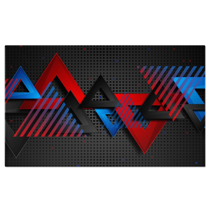 Tablou Canvas: Model cu triunghiuri negre rosii si albastre - Culori metalice 120x80CM