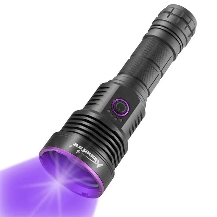 Ултравиолетов фенер E-ETOP, SV43, UV 365nm, 3 LED светлодиода, мощност 60W, презареждаема батерия, черен
