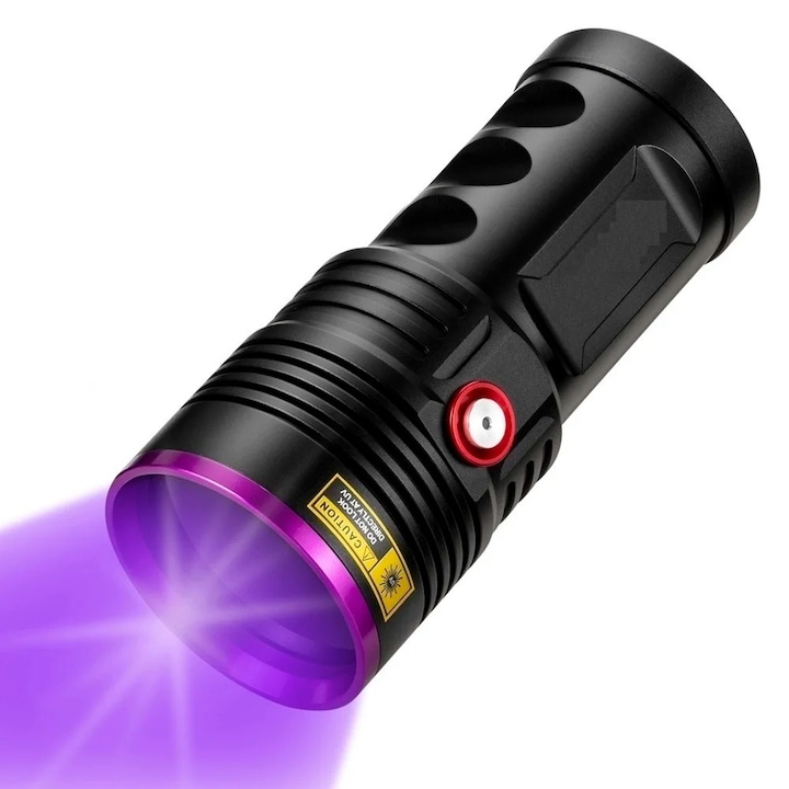 Ултравиолетов фенер E-ETOP, H46, UV 365nm, 6 LED светлодиода, мощност 120W, презареждаема батерия, черен