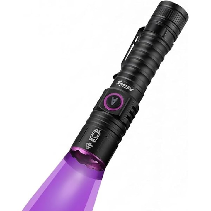 Ултравиолетов фенер E-ETOP, SV103, UV 365nm, 3 LED светлодиода, мощност 15W, презареждаема батерия, черен