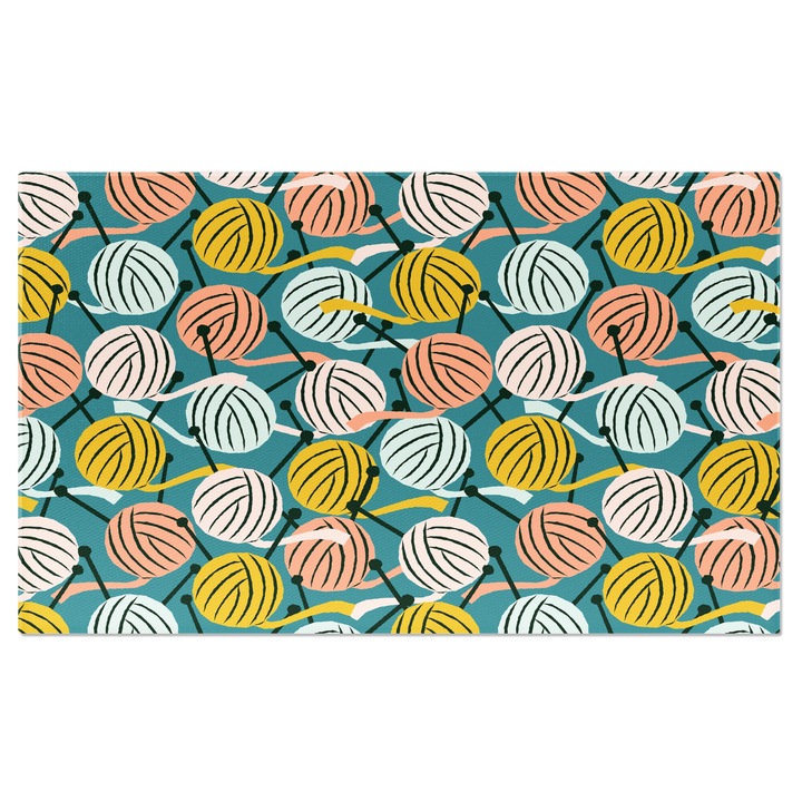 Tablou Canvas:Pattern cu ghem de lana pentru tricotat - Ghemuri de diferite culori 70x50CM