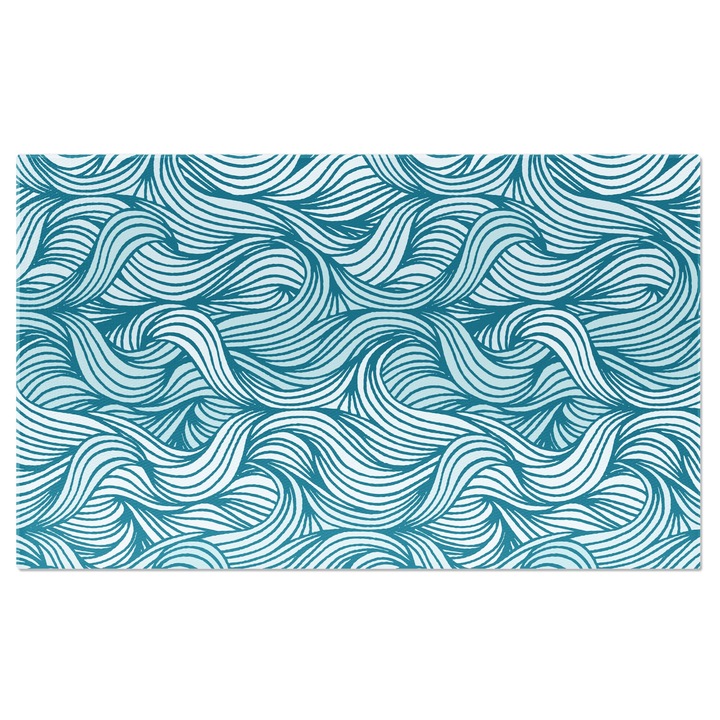 Tablou Canvas: Barcute origami pe linii valurite - Valuri desenate albastre 100x70CM