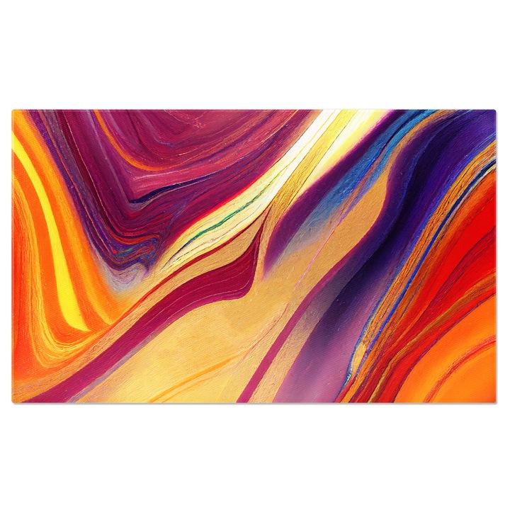 Tablou Canvas: Panza colorata cu rosu, mov, galben- Pictura texturata 140x90CM