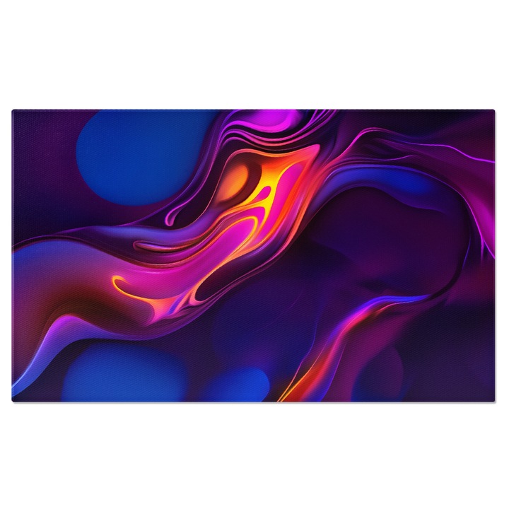 Tablou Canvas: Culori lichide amestecate - Nuante de albastru, mov si galben 90x60CM