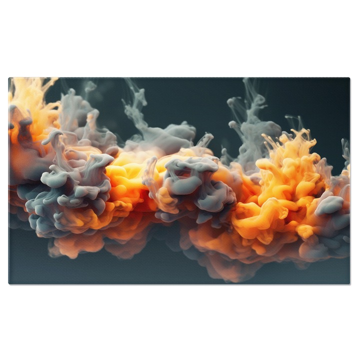 Tablou Canvas: Explozie de culoare - Fum dens si colorat, portocaliu si gri 120x80CM