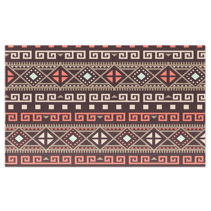 Tablou Canvas: Fundal maro cu modele din forme rosii - Romburi colorate 140x90CM