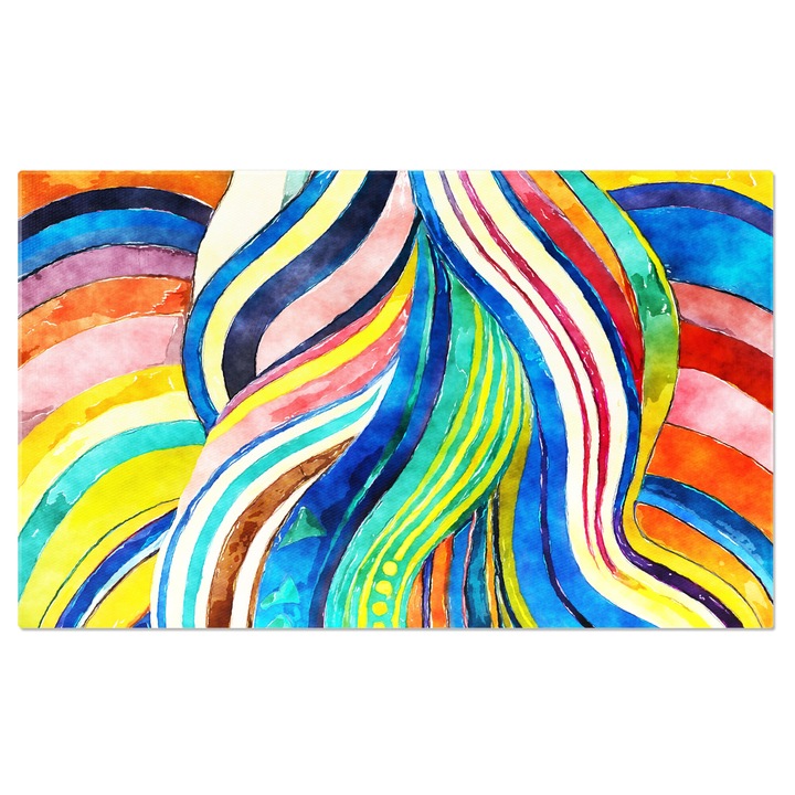 Tablou Canvas: Linii colorate ondulate in forme abstracte - Pictura abstracta 40x25CM