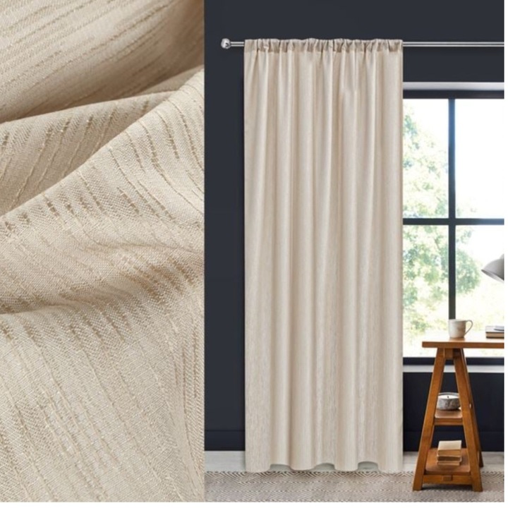 Set doua perdele decorative, modele reliefate, cu rejansa, bej, 140x260cm