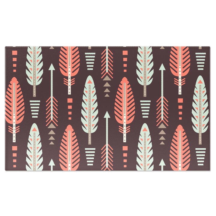 Tablou Canvas: Pattern cu pene si sageti pentru arc - Rosu predominant 40x25CM