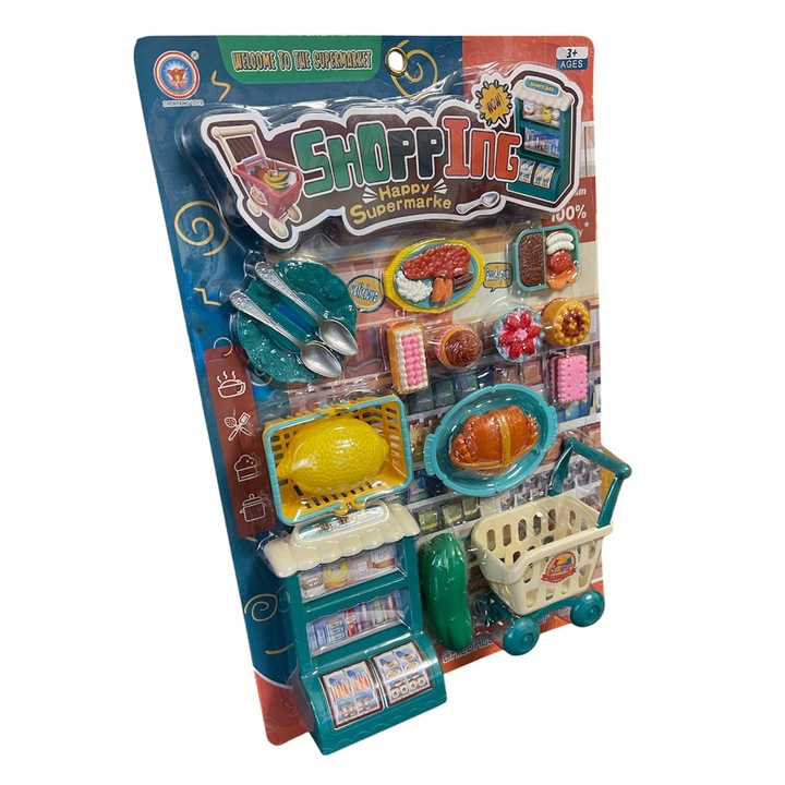Set de Joaca Cumparaturi Supermarket Copii - Shopping - 14 piese, multicolor, 3ani+