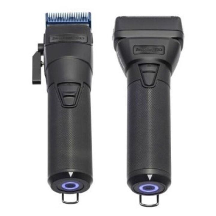 Set Babyliss Professional All Metal Black Cordless : Aparat de tuns + Aparat de ras cu folie dubla