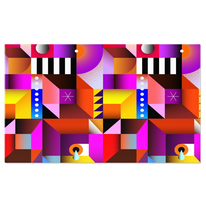 Tablou Canvas: Cuburi 3D cu diferite culori ssi forme- Stelute si picaturi de apa ca detalii 70x50CM