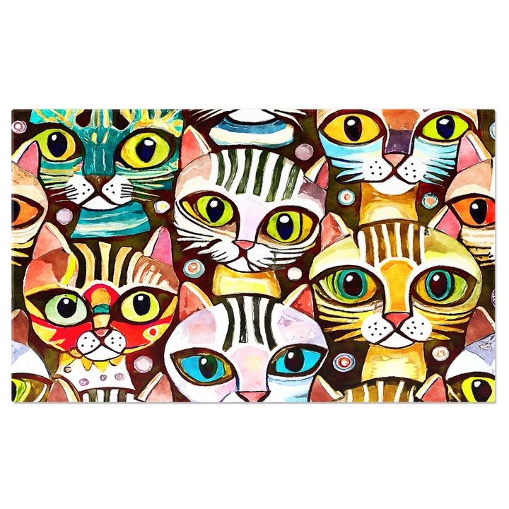 Tablou Canvas: Frumusetea pisicilor pictata in culori neobisnuite - Model abstract 40x25CM