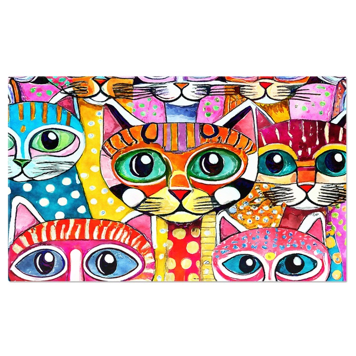 Tablou Canvas: Blana de pisica cu model cu buline - Pisici in diferite culori 100x70CM