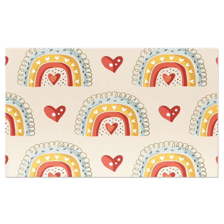 Tablou Canvas: Inimi desenate pe curcubeu - Veselie in culori 90x60CM