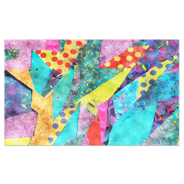 Tablou Canvas: Bucati aleatorii de hartie colorata - Model cu buline pe hartii 70x50CM