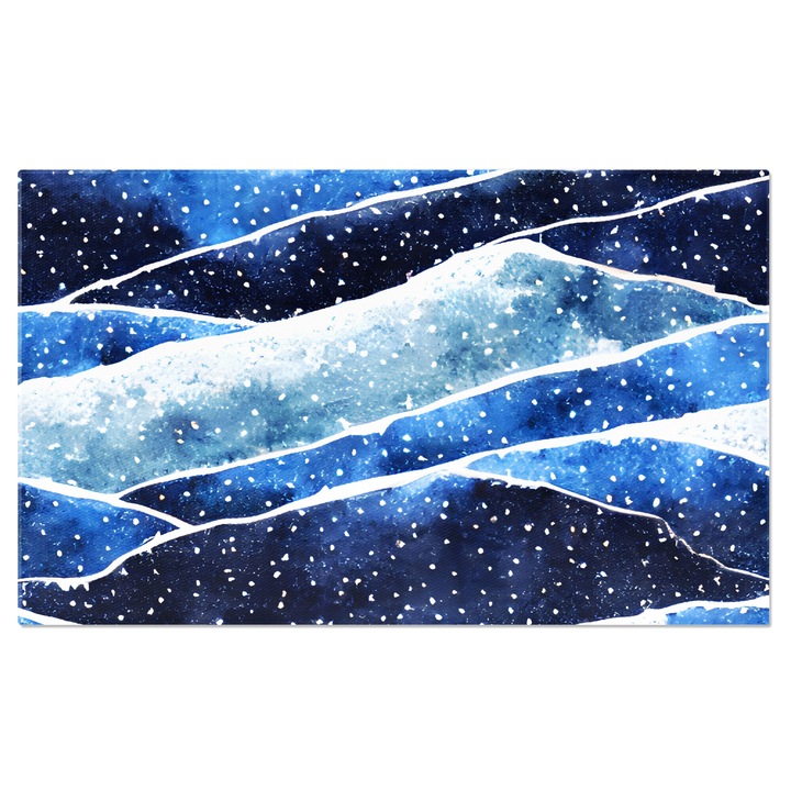 Tablou Canvas: Pictura abstracta cu munti inzapeziti - Ninsoare din pensula 70x50CM