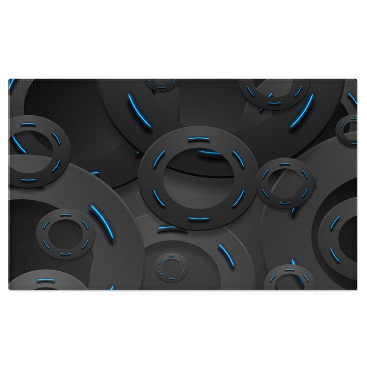 Tablou Canvas: Cercuri de diferite marimi - Cercuri negre cu liniute albstre 90x60CM