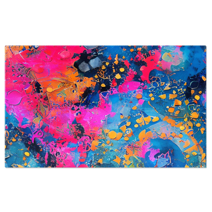 Tablou Canvas: Mare de culoare albastra cu bule portocalii - Val roz peste albastru 120x80CM