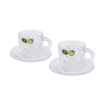 Set 2 cesti cu farfurii Cristal Bohemia Set 2 cesti cu farfurii Cristal Bohemia
