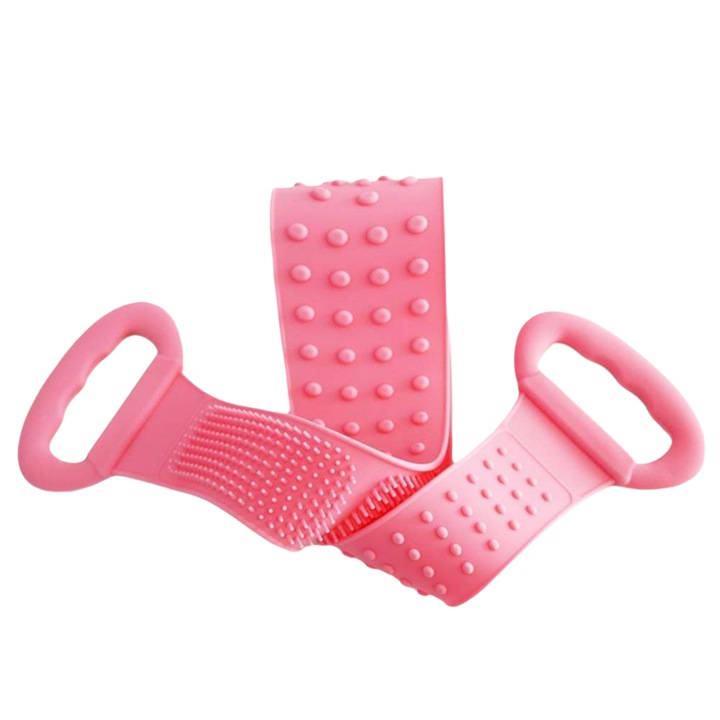 Силиконова гъба за баня масажна двулицева дълга 10х15см