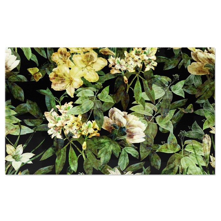 Tablou Canvas: Pictura realista cu frunzele vii ale unor flori - Flori albe intr-o mare vere 70x50CM