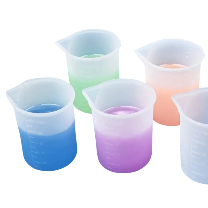 Set pahare gradate pentru masurarea alimentelor, lichidelor, 100 ml, silicon - 5 buc
