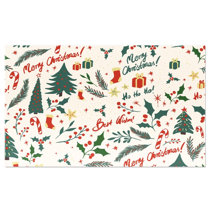 Tablou Canvas: Model de Craciun cu motive de sarbatoare- Brazi, cadouri si acadele 70x50CM