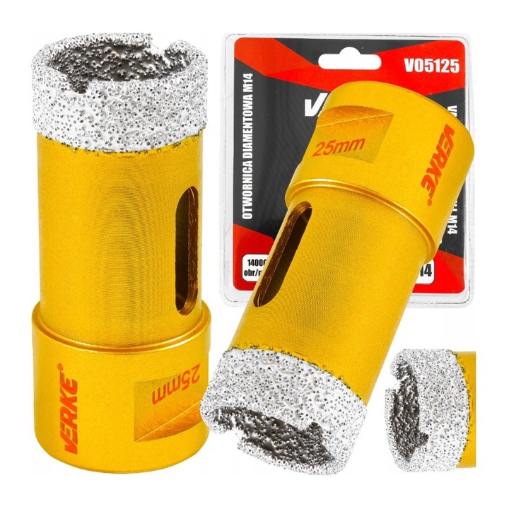 Carota diamantata, pentru piatra, gresie beton, 25mm, Verke, V05125