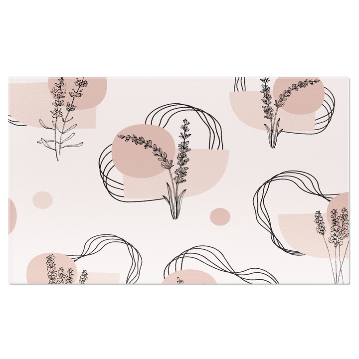 Tablou Canvas: Inimioare din valuri de linii - Flori schitate in interiorul lor 70x50CM