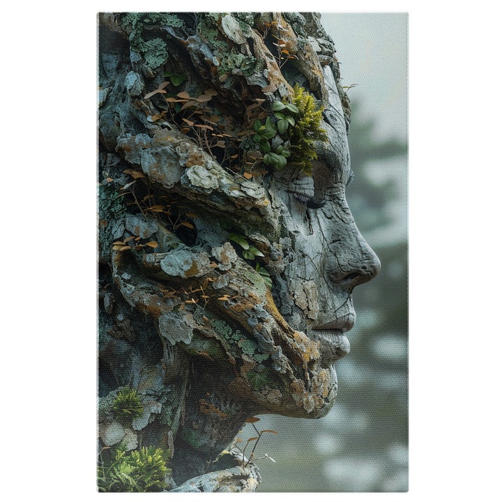 Tablou Canvas Copacul Impietrit de Anii ce au Trecut si Timpul Care Vindeca si Renaste, Pictura Digitala 60x40CM