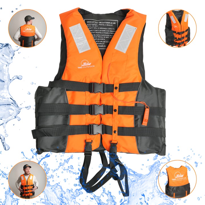 Vesta de Salvare Portocalie, TNG Outdoor, Reglabila, Flotabilitate Optima, Dimensiune XL