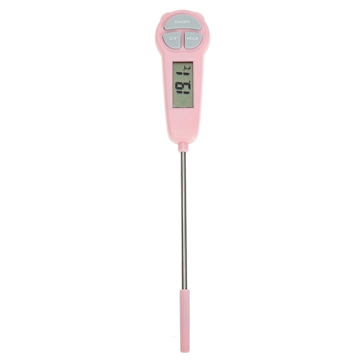 Termometru digital pentru alimente, argintiu, inox, 30C-300C, display LCD