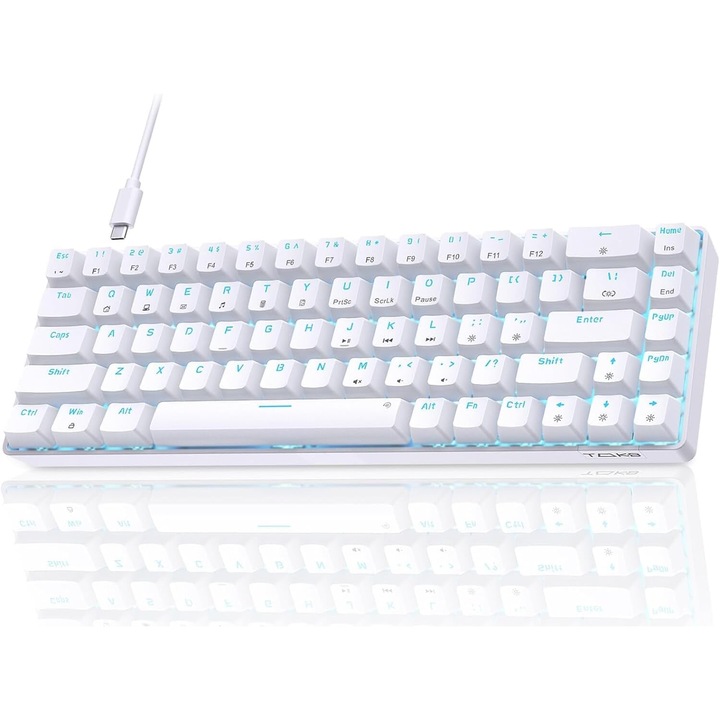 Tastatura mecanica gaming T68SE, 68 taste, iluminare LED, alb, 310x110x40mm