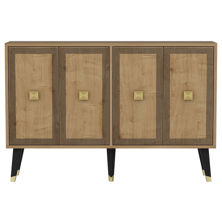 Ansel fiókos szekrény, melamin forgácslap, 120x30x80 cm, zafír tölgy/fekete