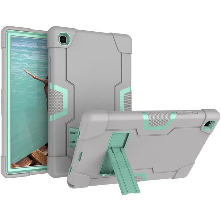 Husa pentru tableta, Samsung Galaxy Tab A 10.1", pancerna, cu suport, gri