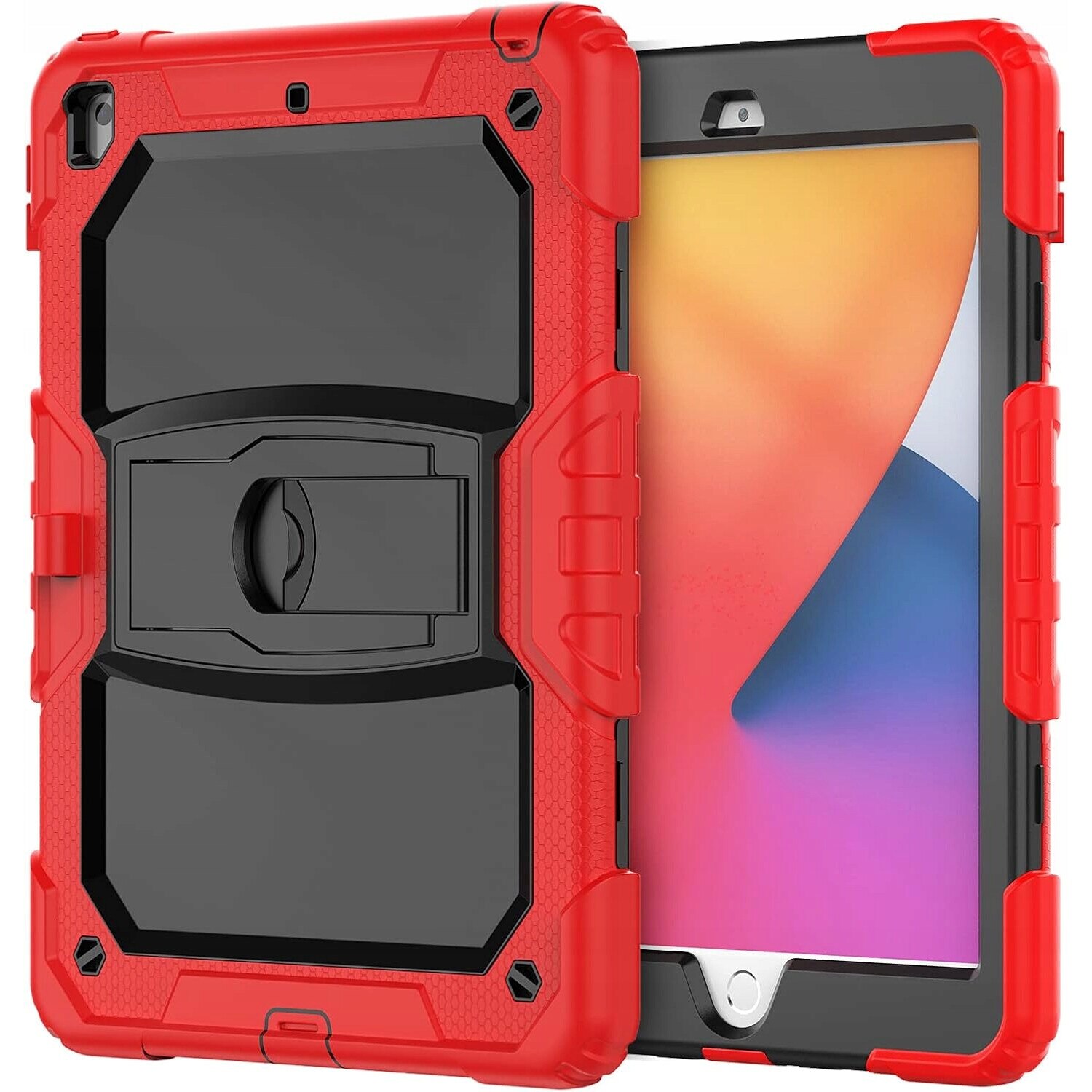 Husa compatibil cu iPad 7/8/9 10,2” cu suport si curea, rosie