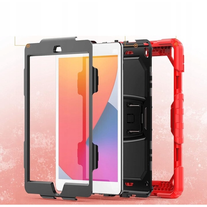 Husa compatibil cu iPad 7/8/9 10,2” cu suport si curea, rosie