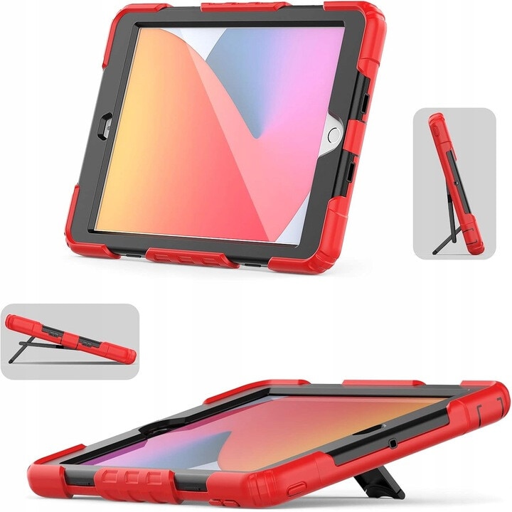 Husa compatibil cu iPad 7/8/9 10,2” cu suport si curea, rosie