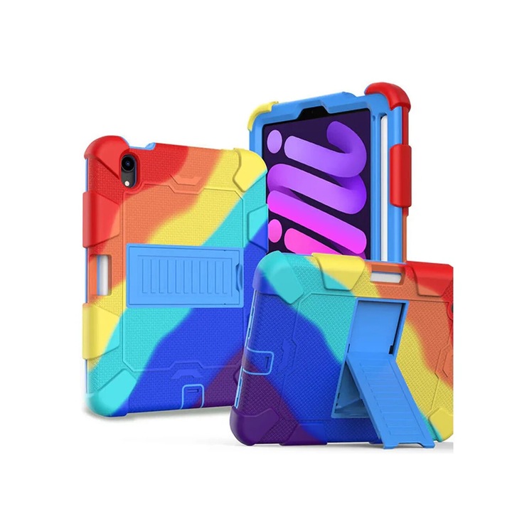 Husa pentru tableta, compatibila cu iPad Mini 6 8.3", pancerna, cu suport, multicolor