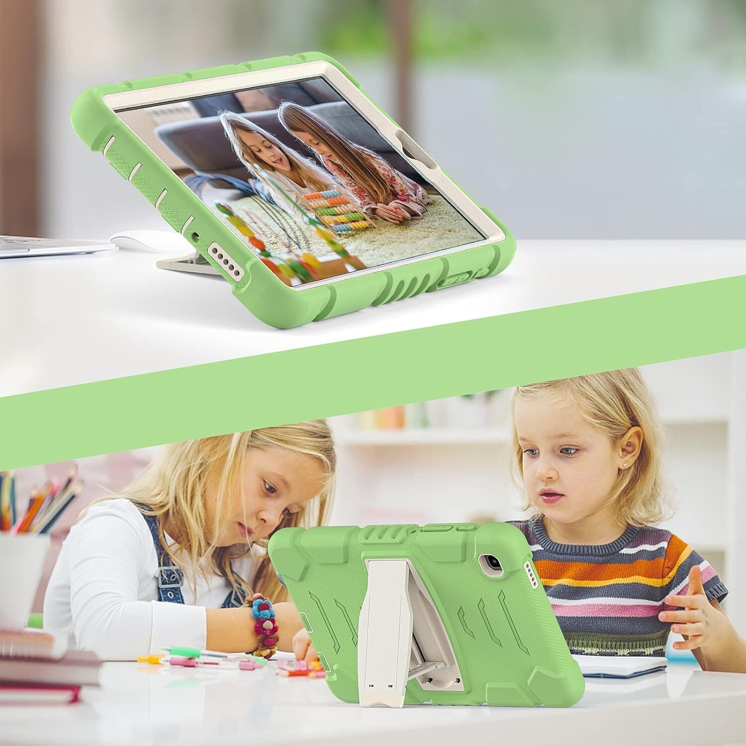 Husa pentru Samsung Galaxy Tab A8 cu Suport, 10,5", Verde, 3 Piese