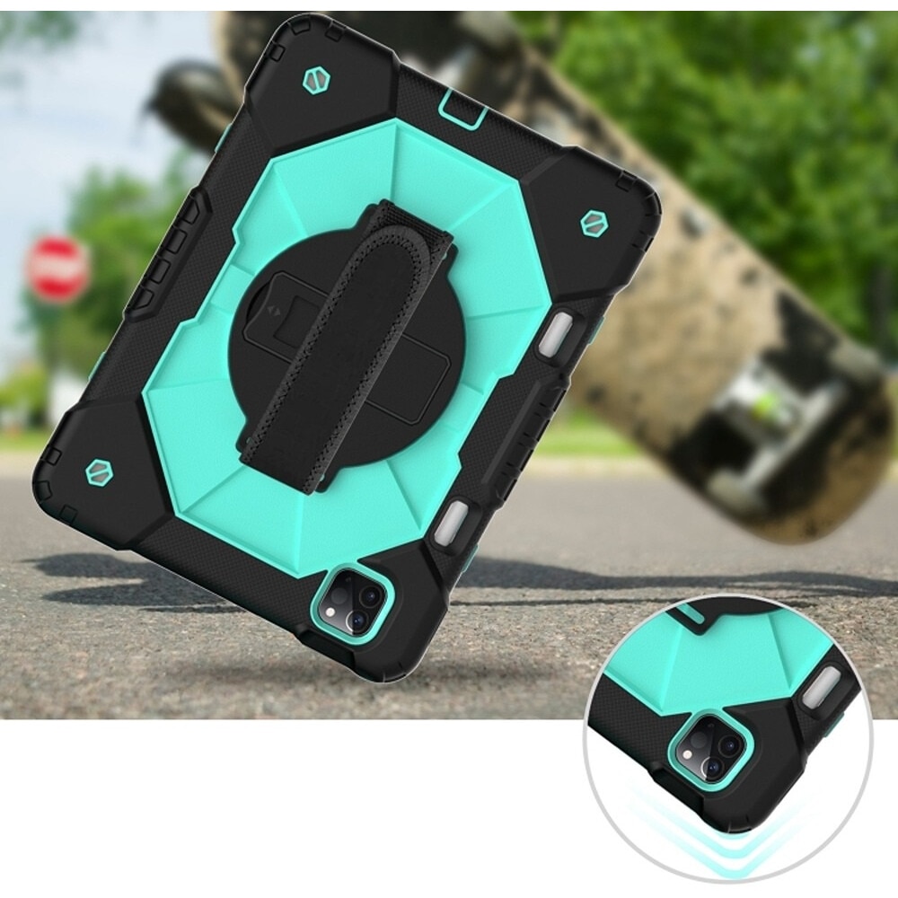 Husa tableta pentru iPad Pro 11, verde, cu suport si curea reglabila, trei straturi de protectie